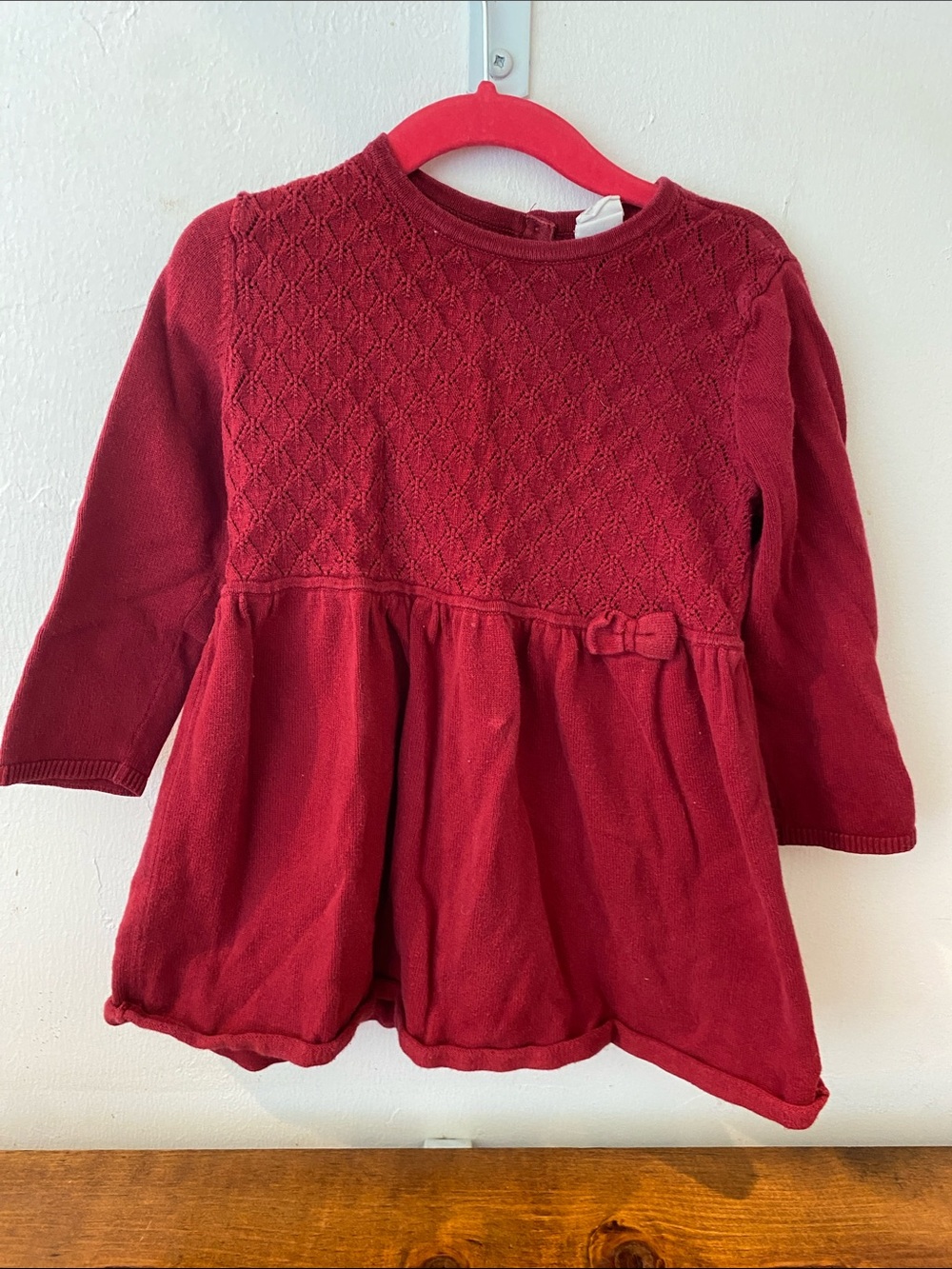 H&M Red Knit Long-Sleeve Peplum Dress